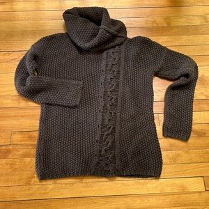 Sarah Pacini brown wool cableknit sweater